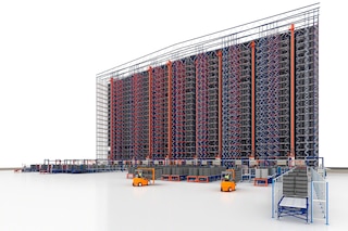 The Pallet Shuttle system with stacker crane is effective for products from different sectors and industries